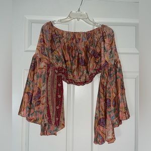 boho off the shoulder cropped blouse